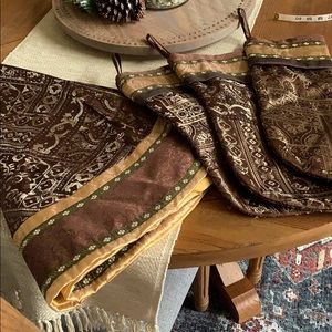 Tree skirt and 3 stockings